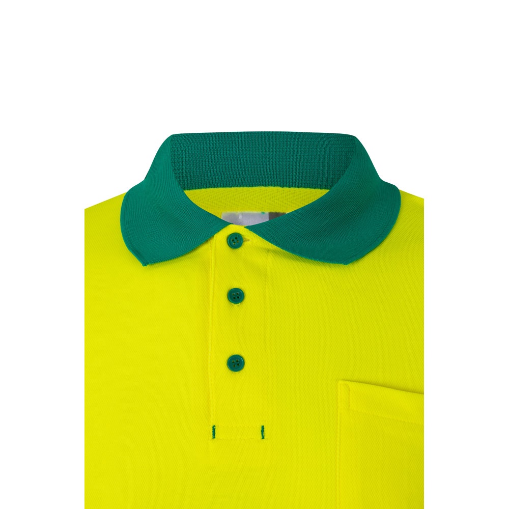 VL PLUTO LARGE. Polo piqué bicolore (150g/m²) à manches longues, en coton (55%) et polyester (45%)
