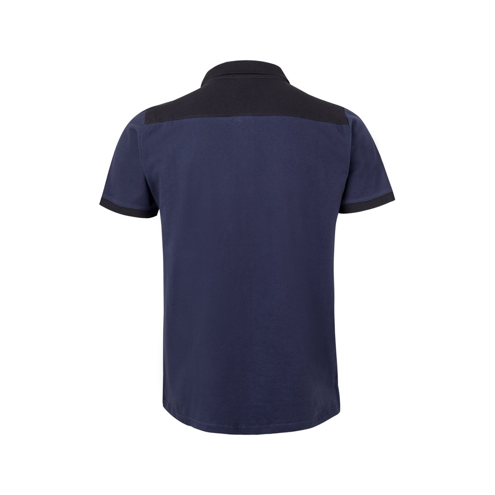 VL VELES. Polo piqué bicolore stretch (200g/m²), manches courtes, en polyester (96%) et élasthanne (4%)