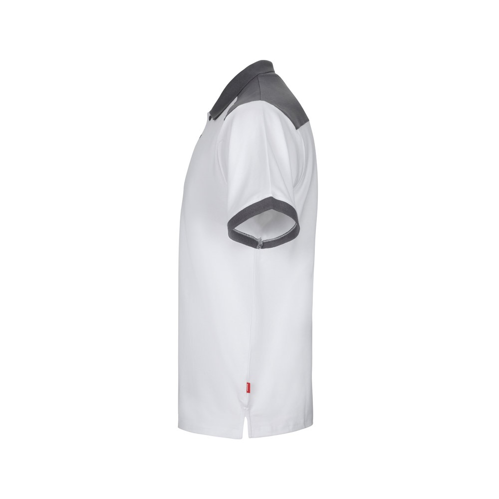 VL VELES. Polo piqué bicolore stretch (200g/m²), manches courtes, en polyester (96%) et élasthanne (4%)