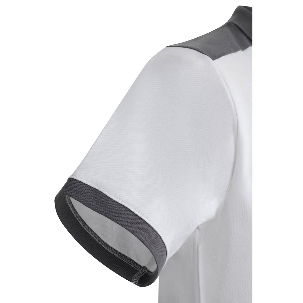 VL VELES. Polo piqué bicolore stretch (200g/m²), manches courtes, en polyester (96%) et élasthanne (4%)