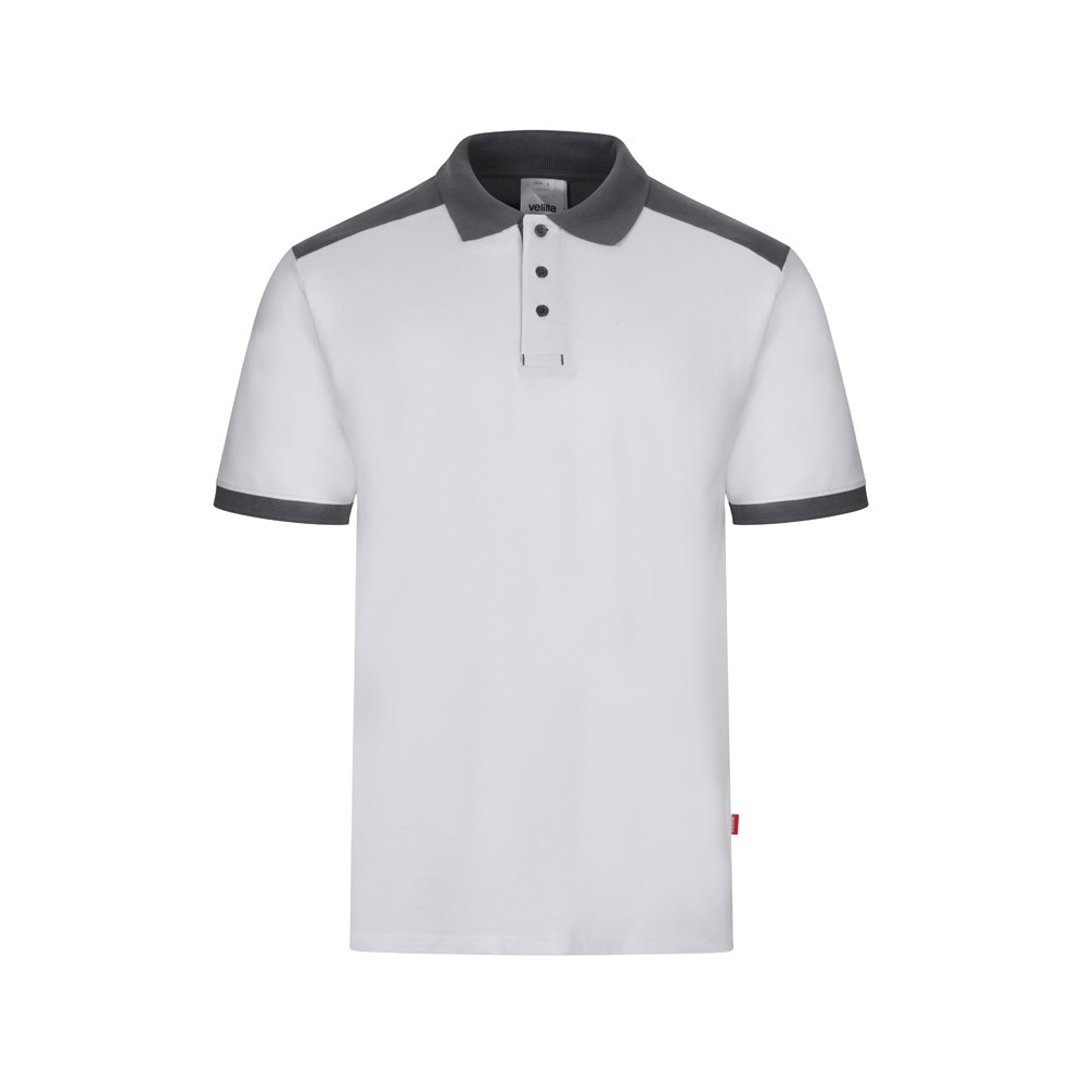 VL VELES. Polo piqué stretch bicolor (200g/m²) de manga curta, em poliéster (96%) e elastano (4%)