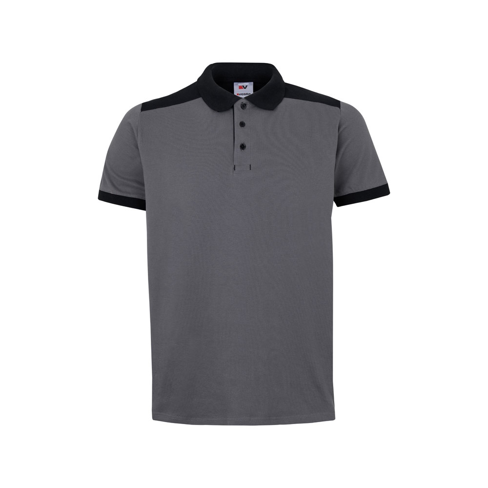 VL VELES. Polo piqué stretch bicolor (200g/m²) de manga curta, em poliéster (96%) e elastano (4%)