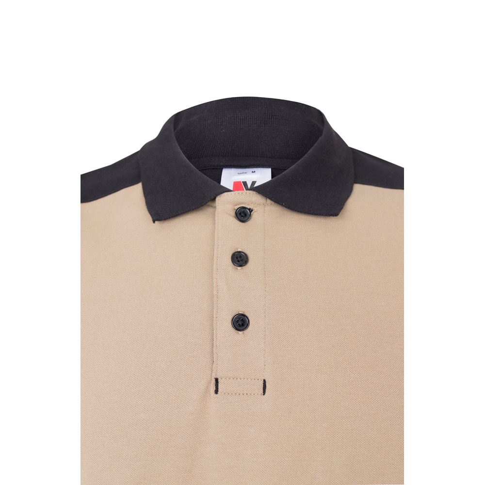 VL VELES. Polo piqué bicolore stretch (200g/m²), manches courtes, en polyester (96%) et élasthanne (4%)
