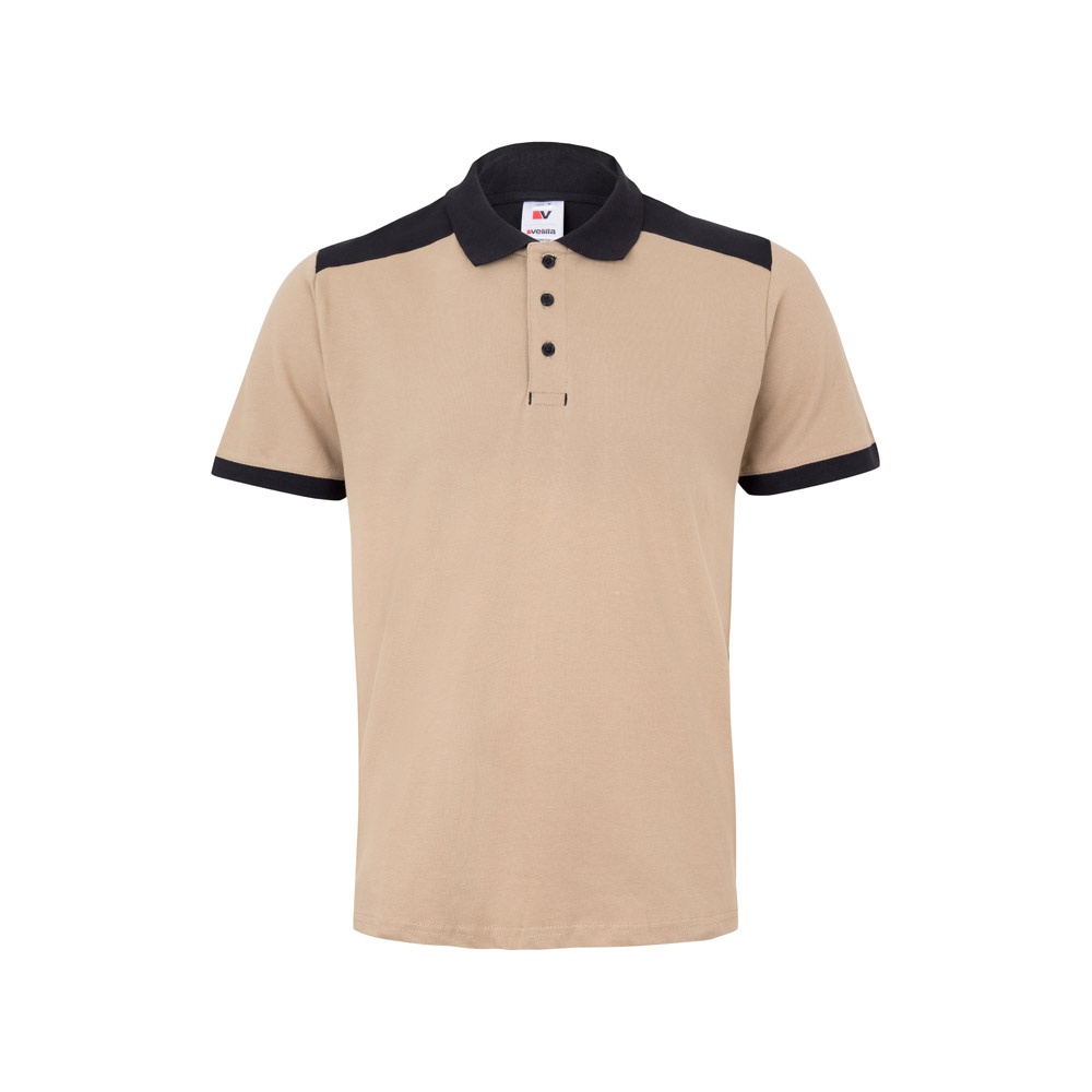 VL VELES. Polo piqué stretch bicolor (200g/m²) de manga curta, em poliéster (96%) e elastano (4%)