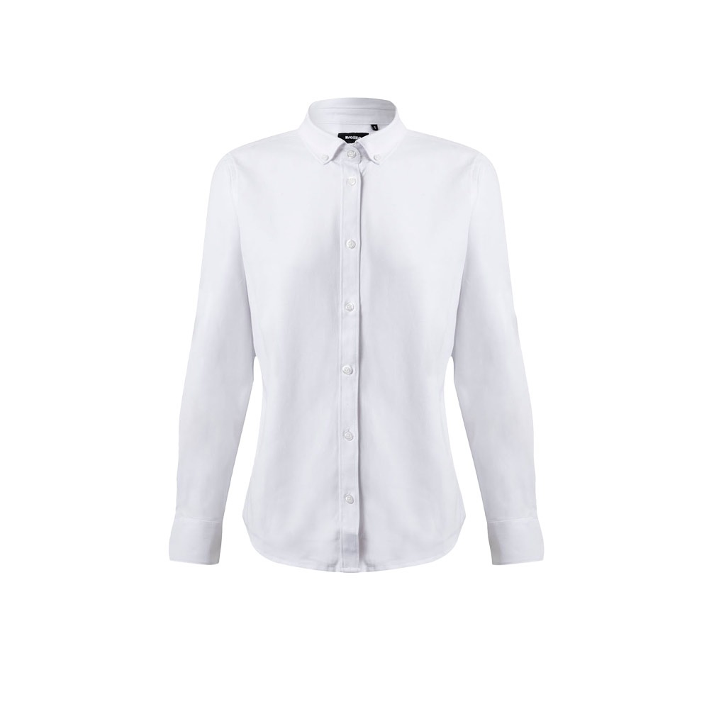 VL PRITHVI WOMEN. Camisa Oxford (180 g/m²) para mulher em algodão (50%), poliéster (45%) e elastano (5%)
