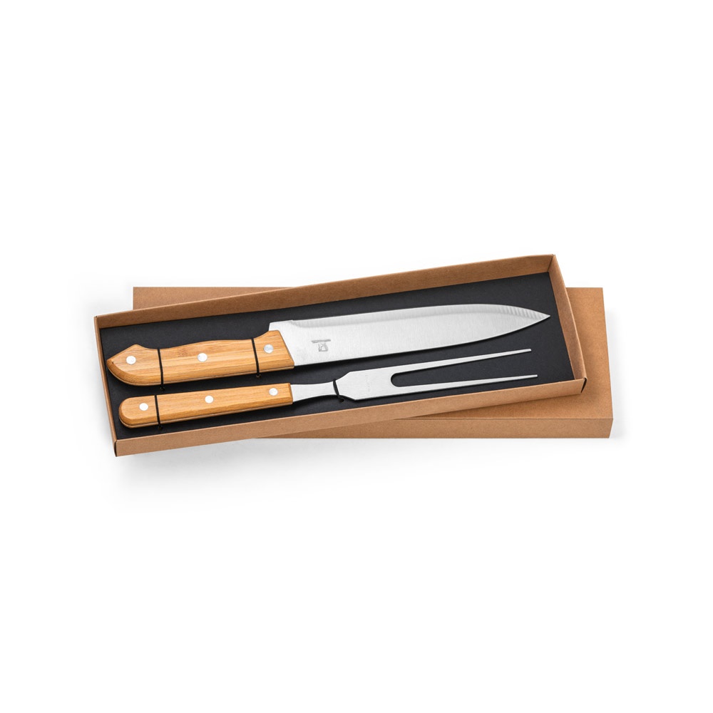 SALSA. Ensemble de 2 pièces pour barbecue en bambou et acier inoxydable