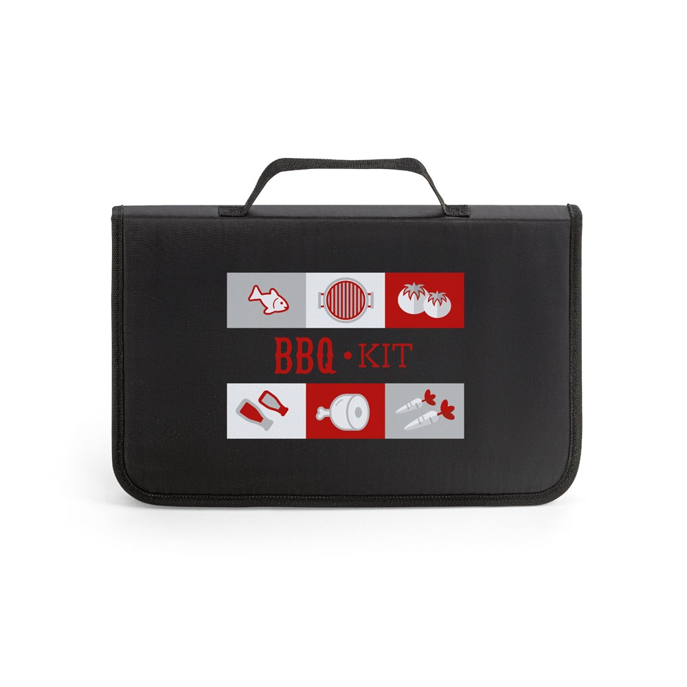 FLARE. Ensemble de 5 pièces pour barbecue en bois et acier inoxydable et une planche de bambou