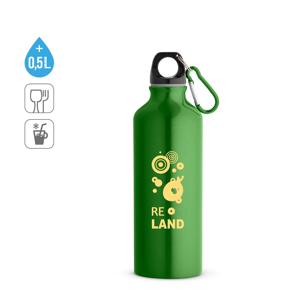 RE-LANDSCAPE M. Recyklovaná hliníková fľaša (100% rAL) s karabínkou 530 ml