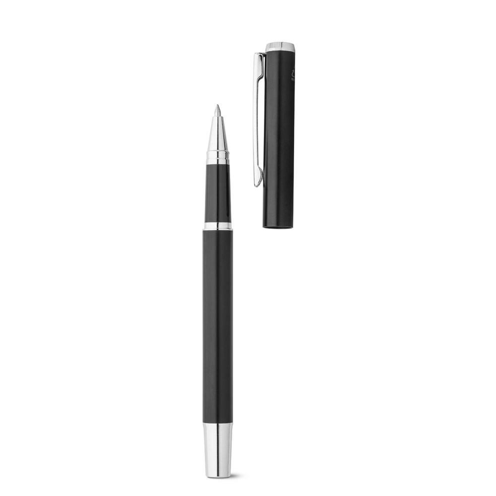 LEAH. Parure de stylo à bille et de roller en aluminium (94% rAL) avec clip