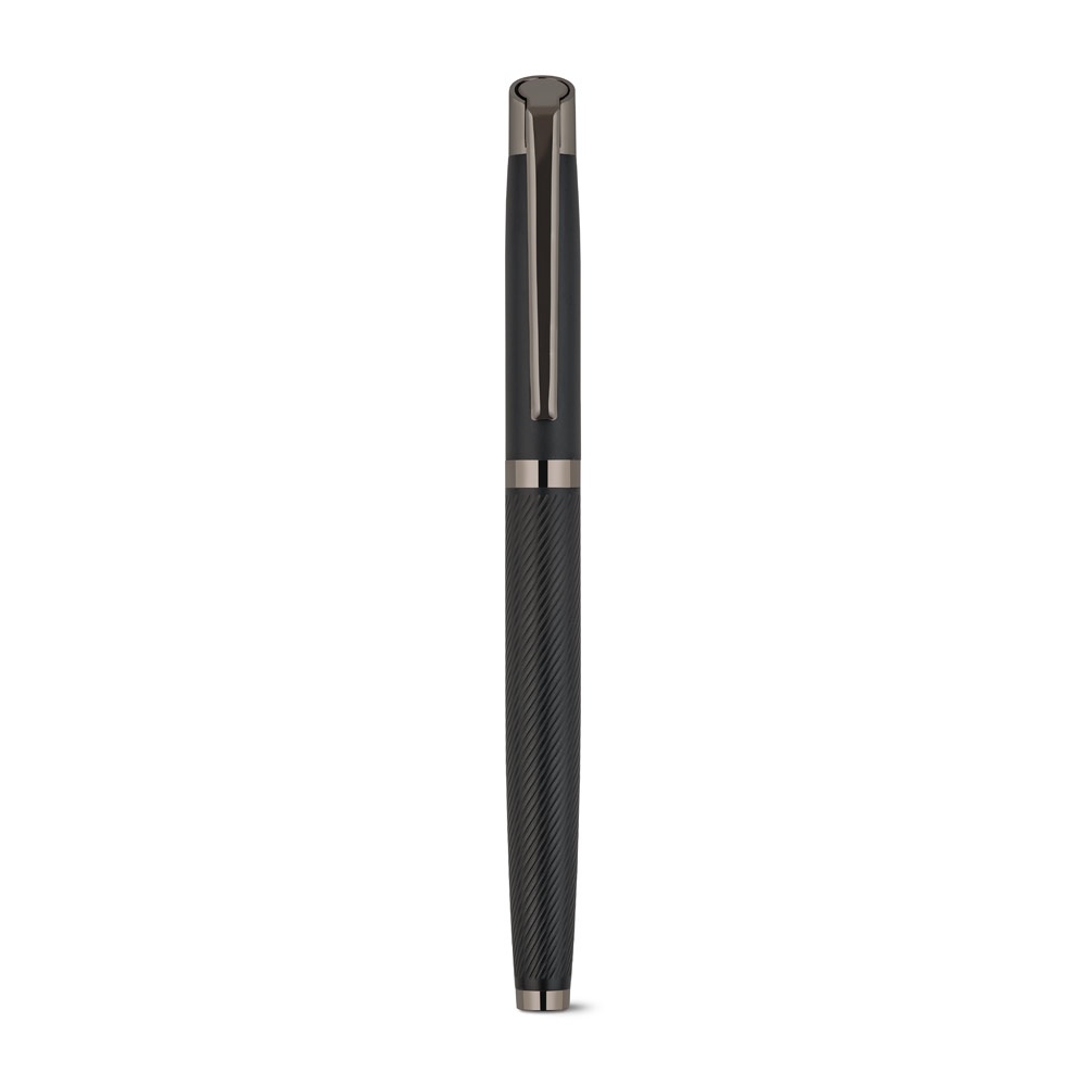 KINGSLEY. Ensemble composé d'un stylo à bille et d'un stylo roller en aluminium, avec encre bleue Dokumental