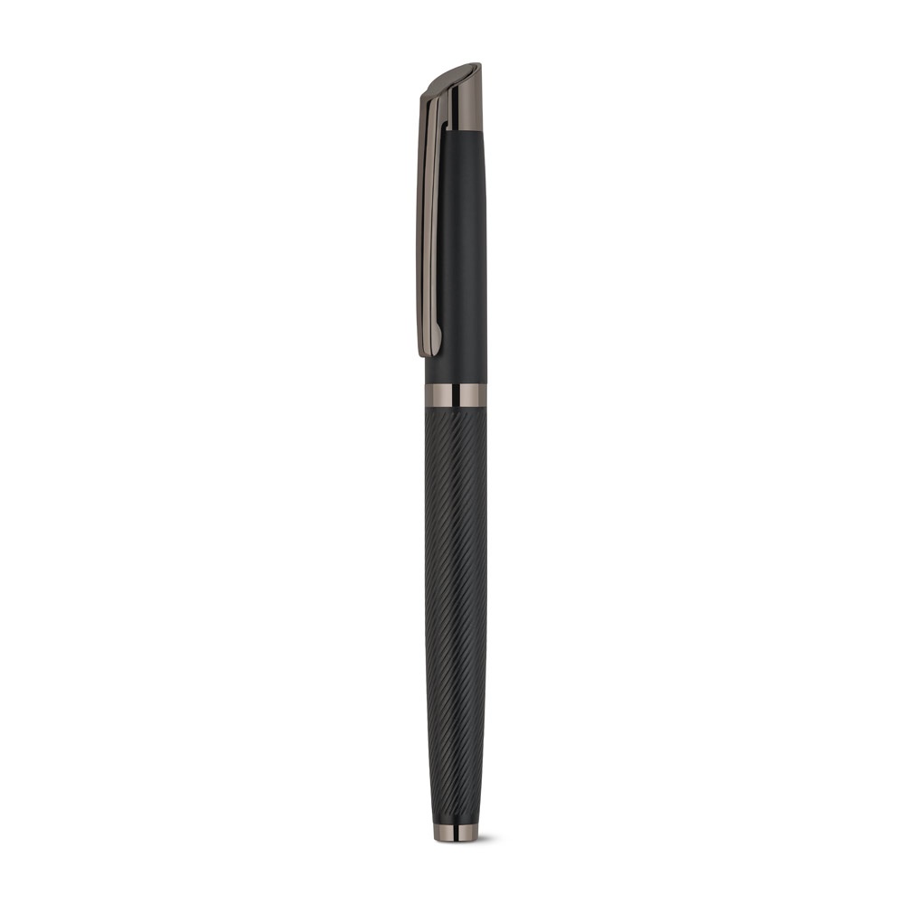 KINGSLEY. Ensemble composé d'un stylo à bille et d'un stylo roller en aluminium, avec encre bleue Dokumental
