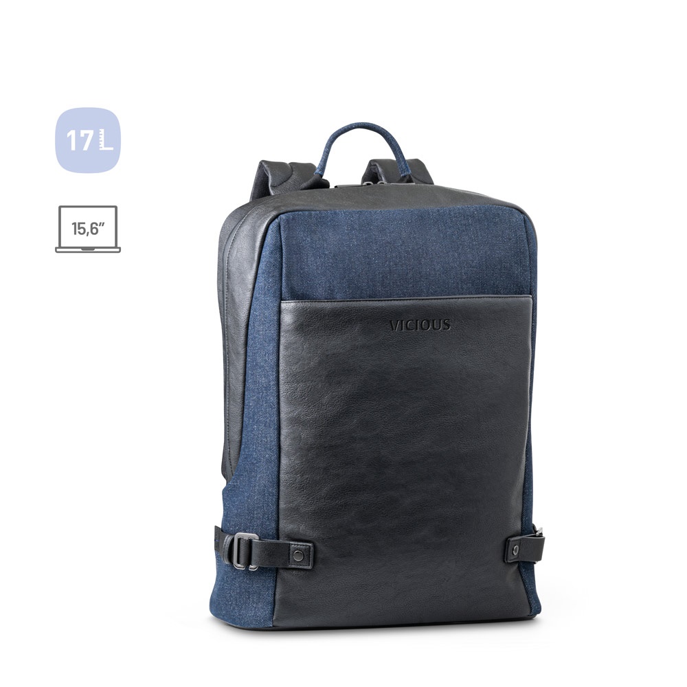DIVERGENT BACKPACK I. Batoh na notebook do 15.6'' z džínsoviny a PU