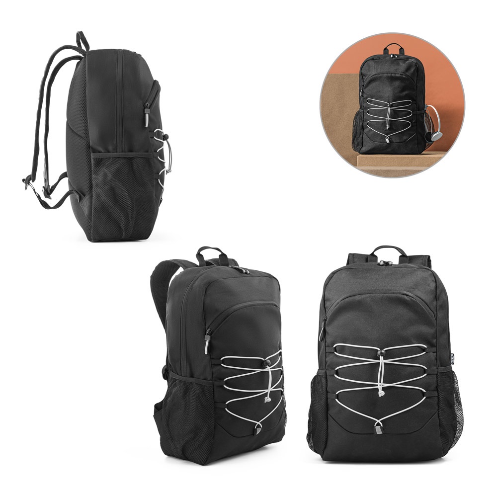 DELFOS BACKPACK. Sac à dos pour ordinateur portable en 300D polyester recyclé et 600D polyester recyclé avec éléments réfléchissants