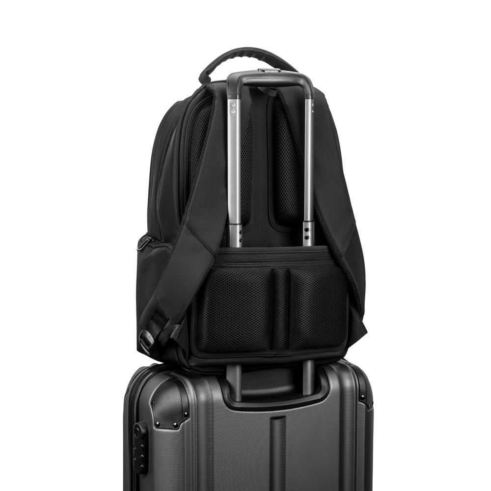 BOSTON SOLID. Sac à dos pour ordinateur portable (17") en nylon 150D avec 2 compartiments rembourrés