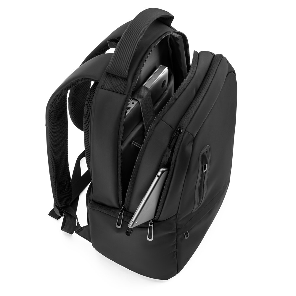 BOSTON SOLID. Sac à dos pour ordinateur portable (17") en nylon 150D avec 2 compartiments rembourrés