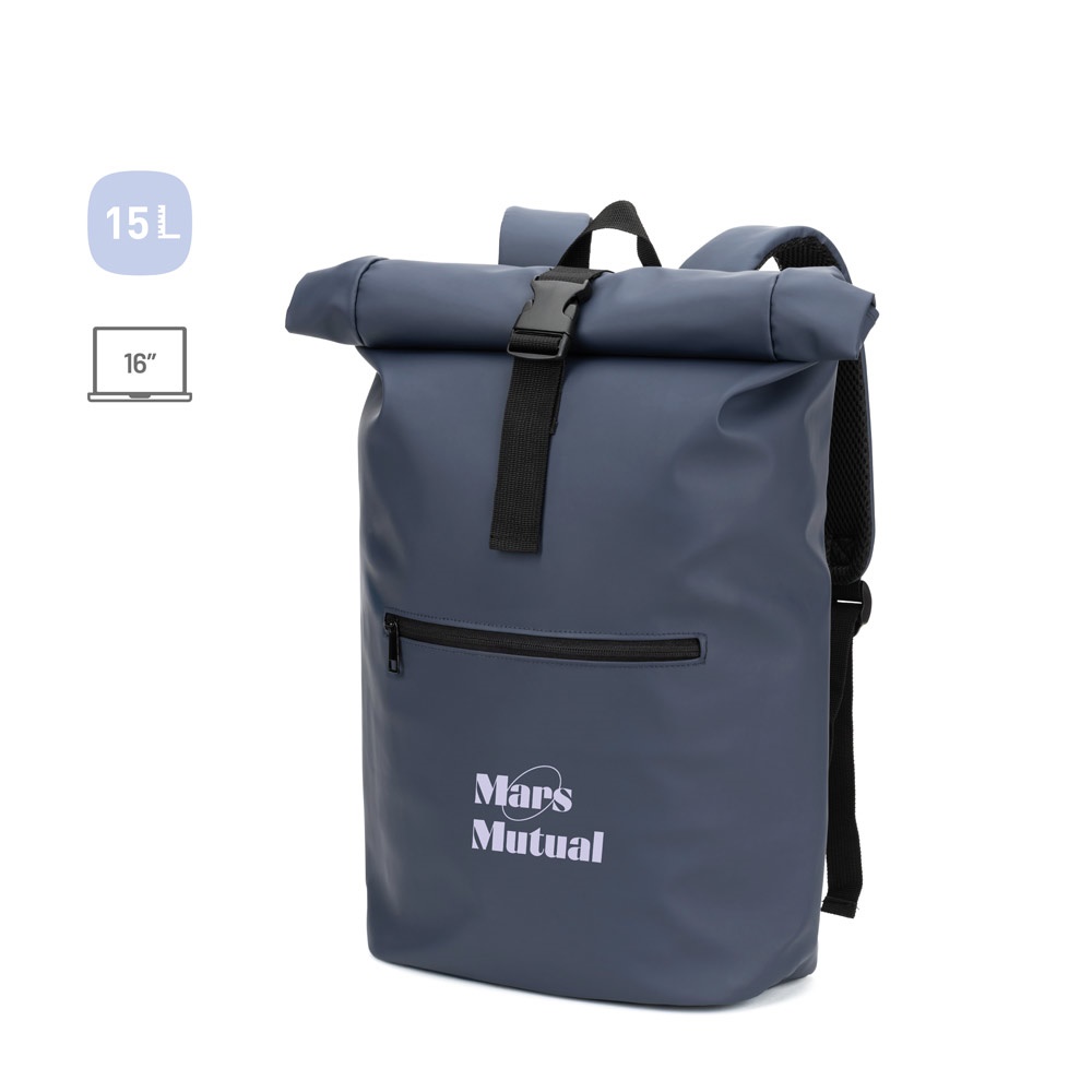 PORTLAND. PU batoh s rolovacím vrchom a vreckom na 16" notebook