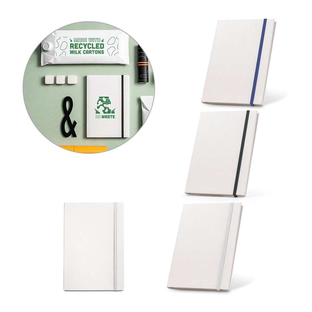 MILKY. Carnet A5 fabriqué à partir de briques de lait recyclées avec pages lignées