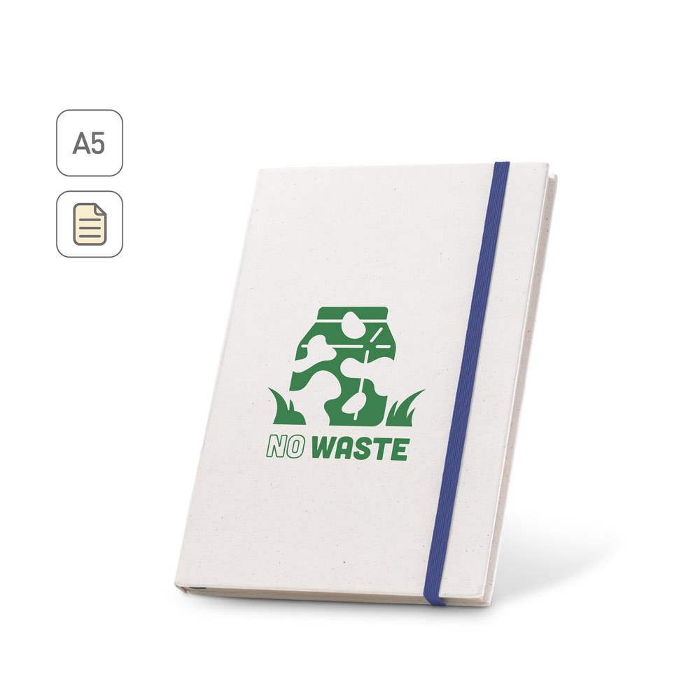 MILKY. Zošit formátu A5 s pevnou obálkou zo 100 % recyklovaného papiera