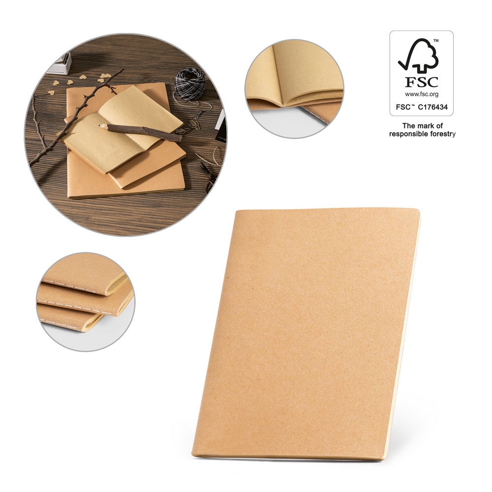 ALCOTT A4. Bloc-notes A4 à couverture cartonnée (250 g/m²) et pages unies