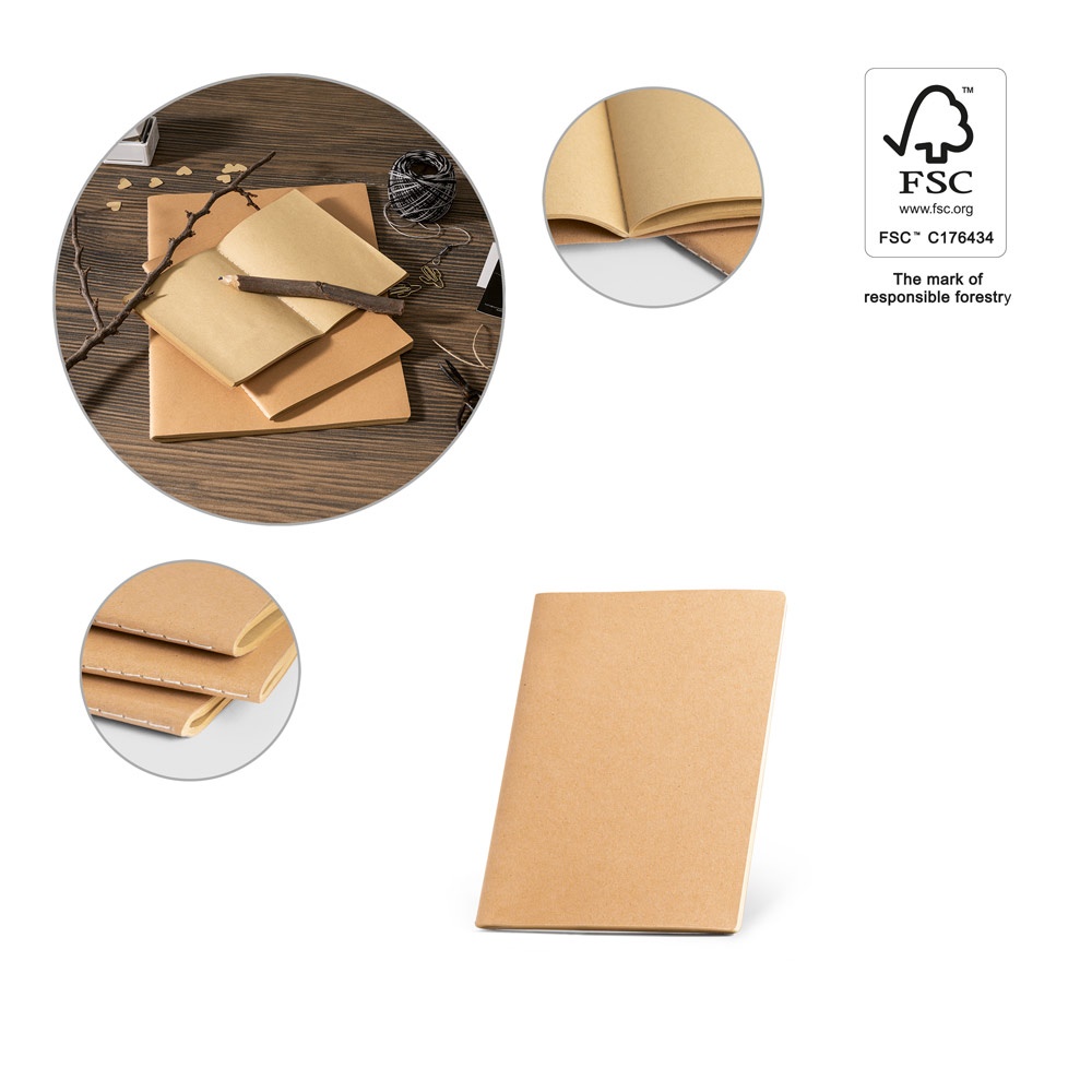 ALCOTT A6. Bloc-notes à couverture cartonnée (250 g/m²) et pages unies