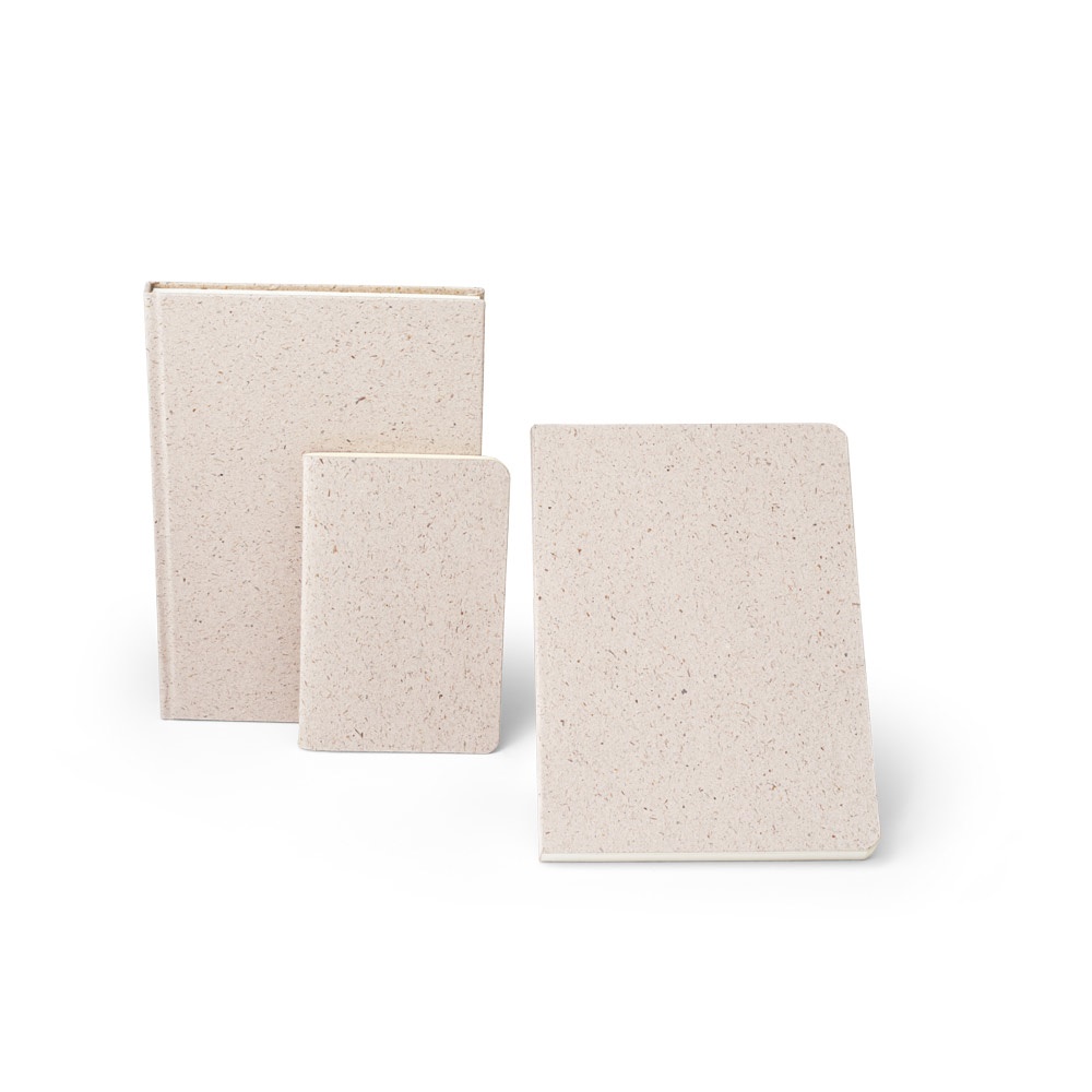 ORGANIC SEMI-RIGID. Bloc-notes A5 avec couverture semi-rigide en matière organique d'éléphant (80%)