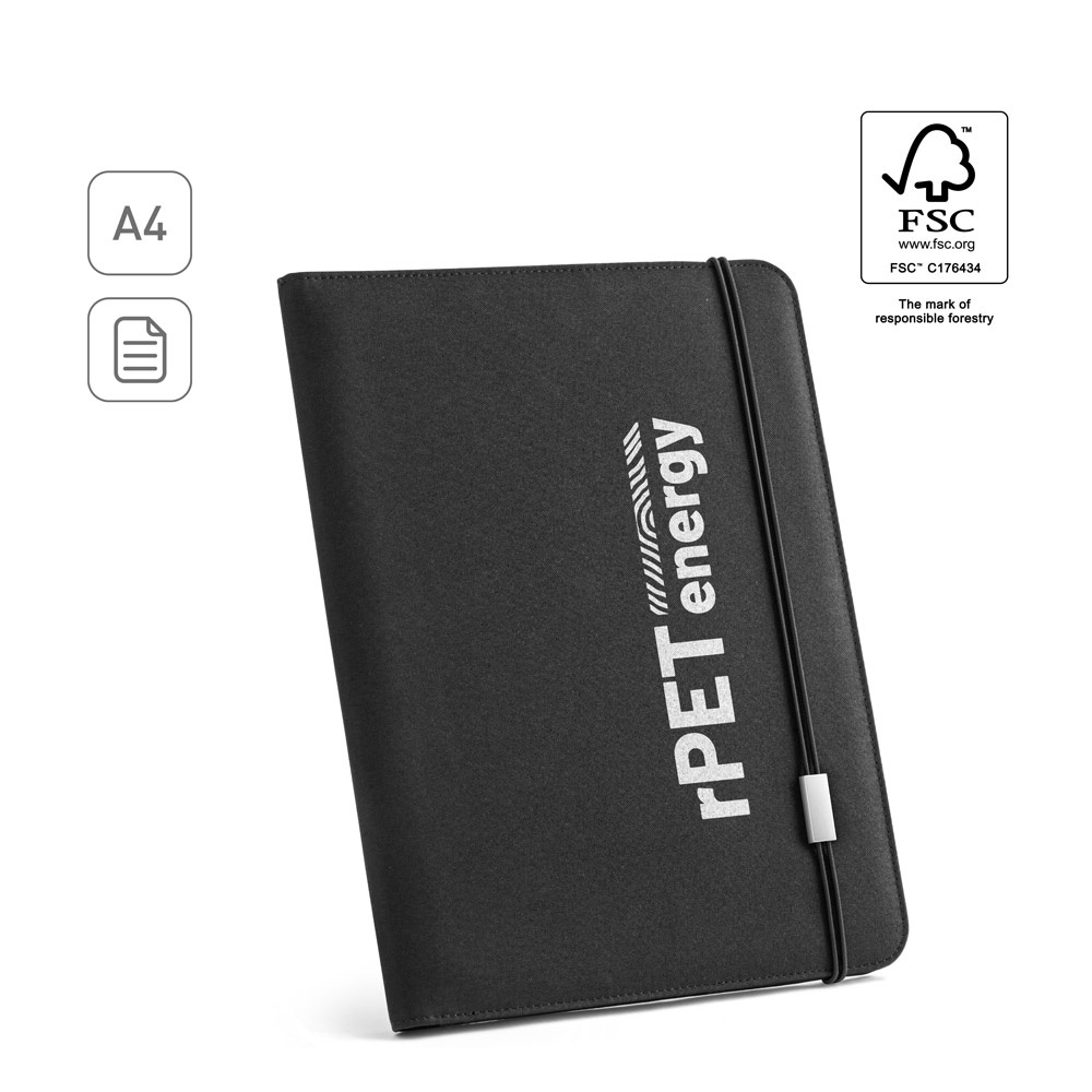 EMERGE FOLDER II. Priečinok A4 z recyklovaného polyesteru (100% rPET) 300D s elastickým uzáverom