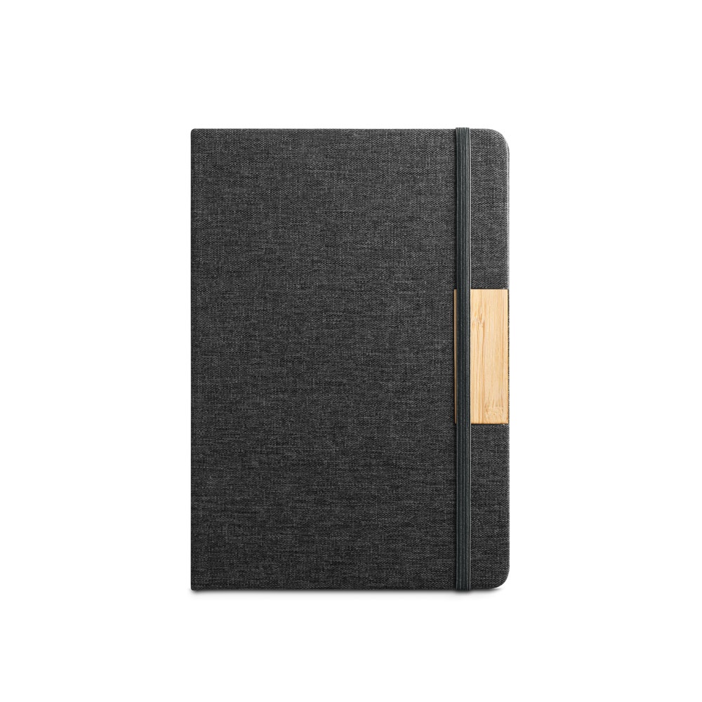 MÁRQUEZ. Cahier A5 à couverture rigide fabriquée à partir de tissu PET 100% recyclé, avec des pages lignées en papier recyclé