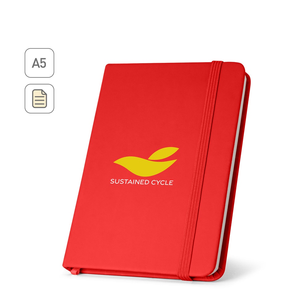 Vue 11 de CAMPUS. Cahier A5 à couverture rigide en PU (35% recyclé) avec pages lignées 100% recyclé