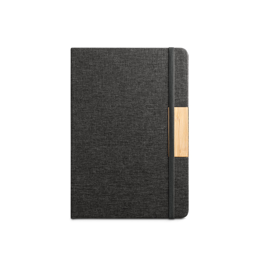 SCLIAR. Ensemble composé d'un stylo à bille, d'un bloc-notes et d'une bouteille, fabriqués à partir de PET recyclé, d'aluminium recyclé et de bambou