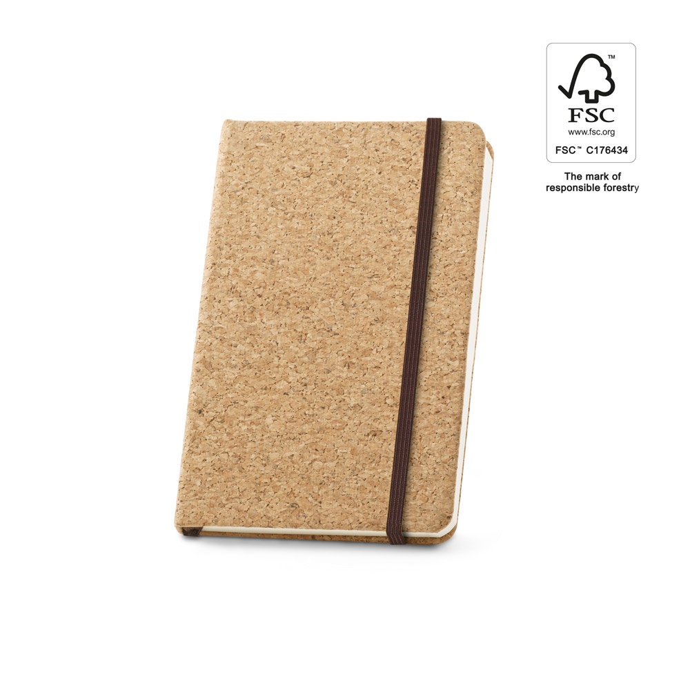 HAWKINS. Carnet de poche en liège avec pages unies, en matériau certifié FSC™ et autres matériaux contrôlés