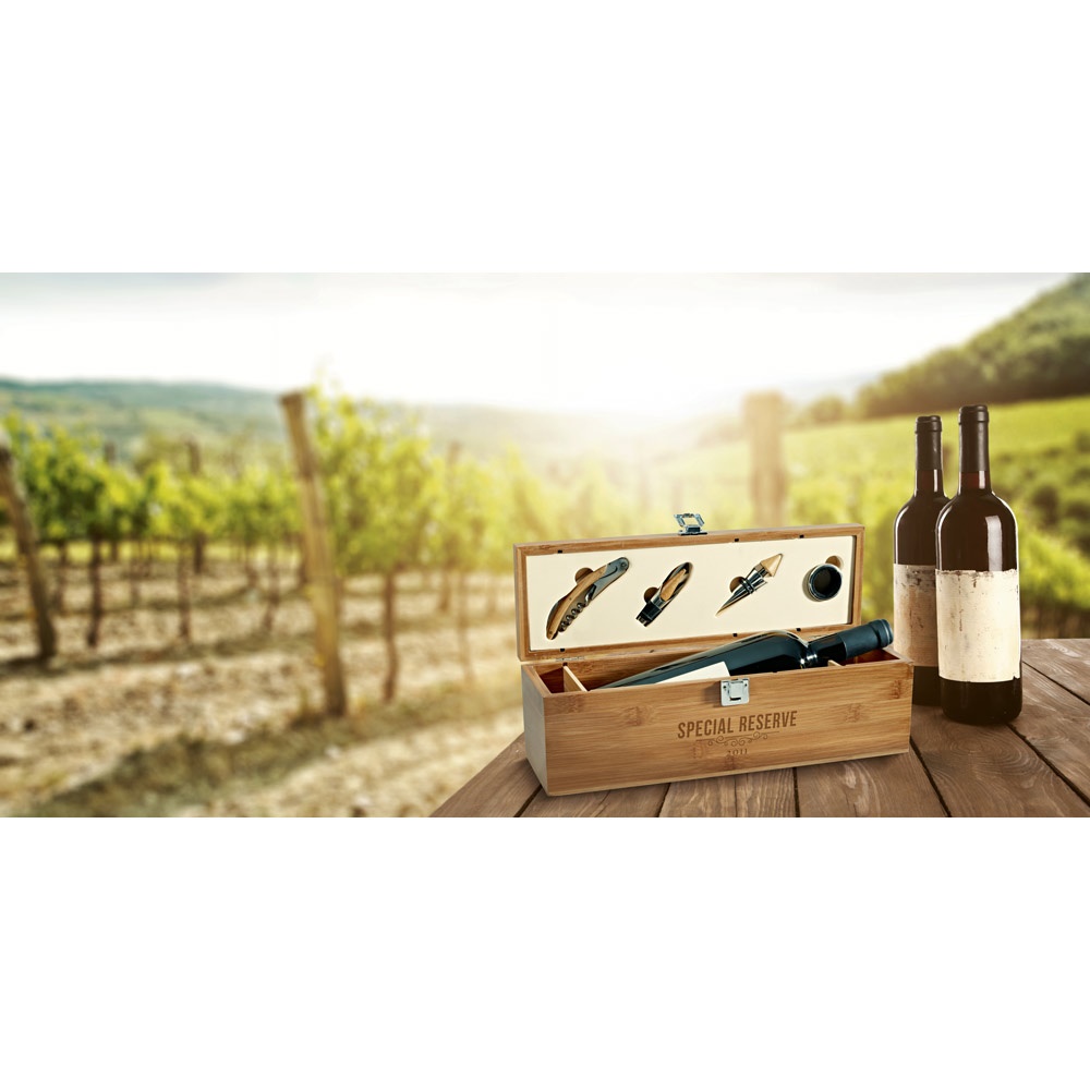 SYRAH. Set à vin en bambou, zinc et acier inoxydable
