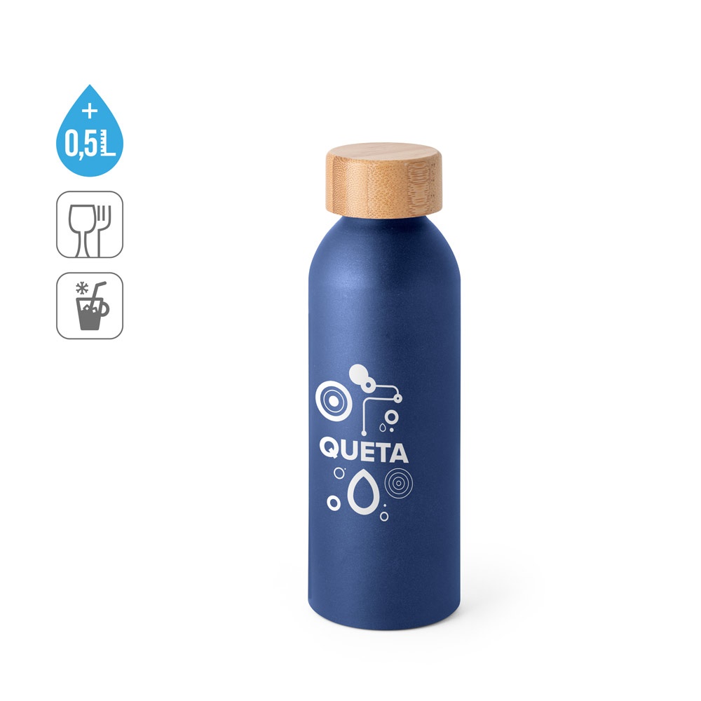 Vue 9 de QUETA. Bouteille 550mL en aluminium avec bouchon en bambou