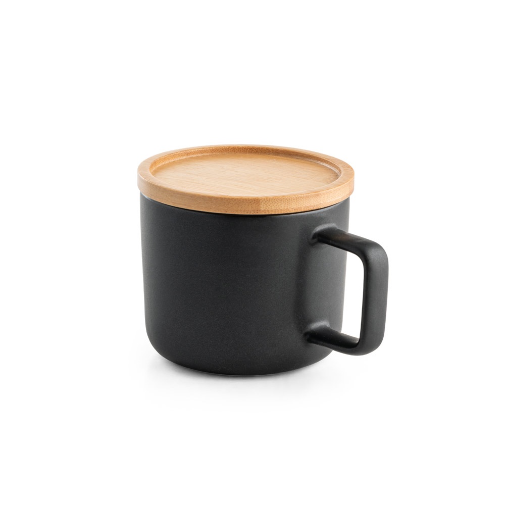 FANGIO. Caneca em cerâmica com base em bambu 220 mL