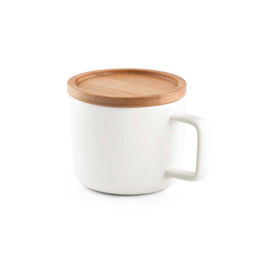FANGIO. Caneca em cerâmica com base em bambu 220 mL
