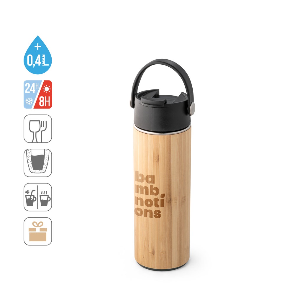 LAVER. Termoska z bambusu, nerezovej ocele a PP 440 ml