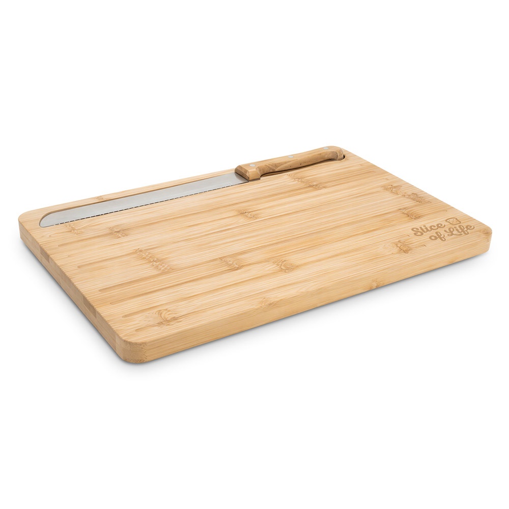 CATCHER. Planche à découper le pain en bambou avec couteau inclus