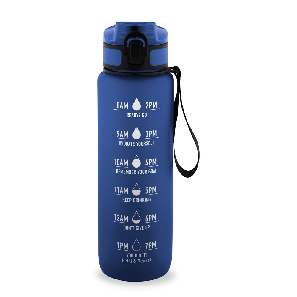 ERIKSSON. Bouteille en PET recyclé (100 % rPET), ornée de citations motivantes et d'indications horaires pour vous encourager à boire de l'eau et à rester hydraté tout au long de la journée