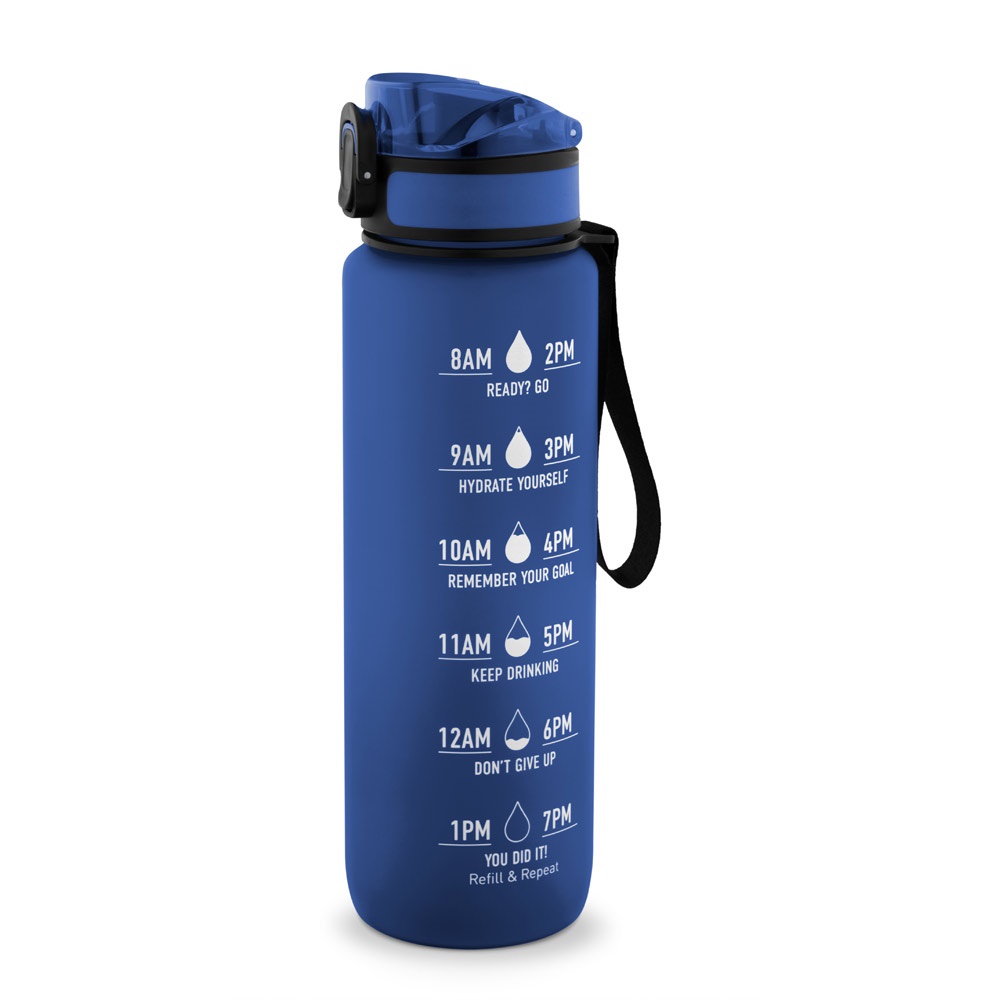 ERIKSSON. Bouteille en PET recyclé (100 % rPET), ornée de citations motivantes et d'indications horaires pour vous encourager à boire de l'eau et à rester hydraté tout au long de la journée