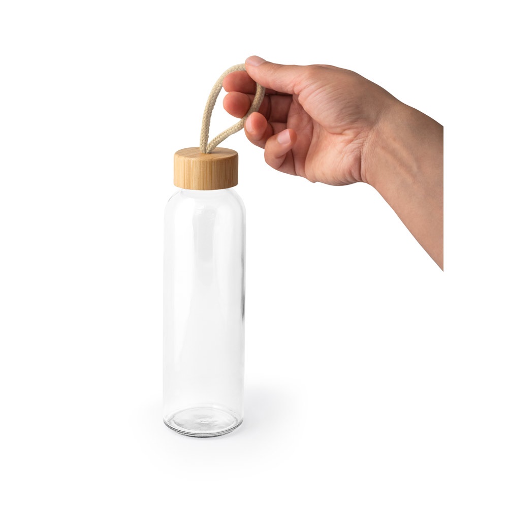 CROSBY. Bouteille en verre avec bouchon en bambou, 520 ml