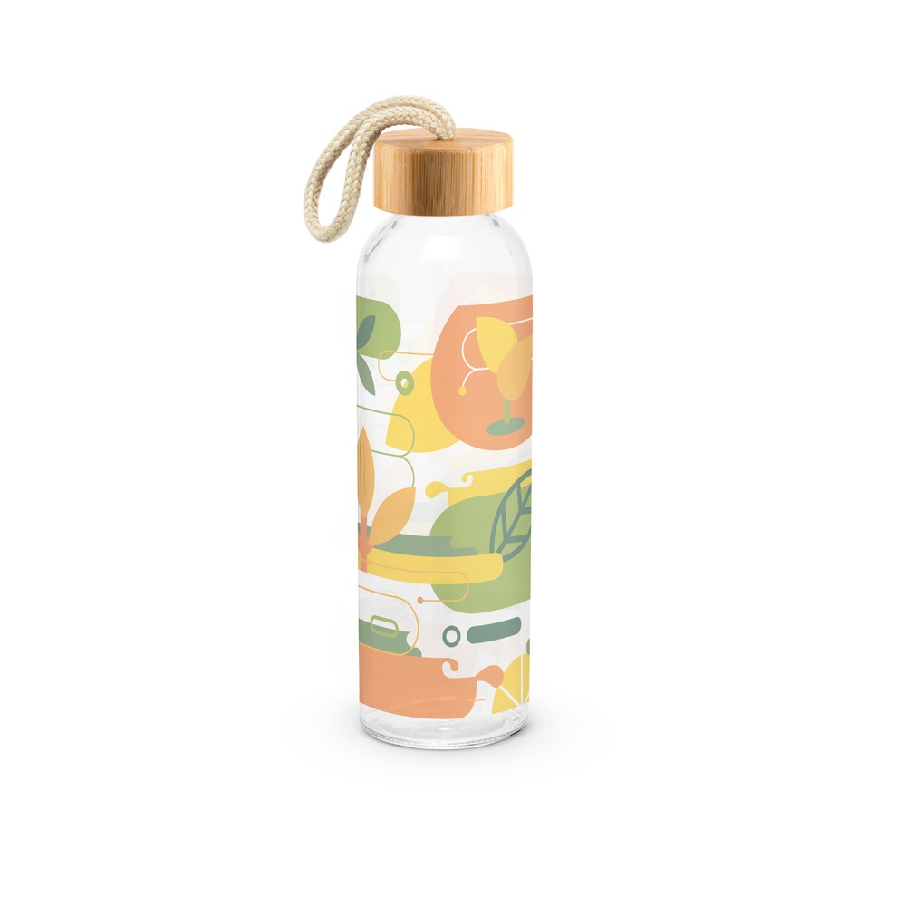 CROSBY. Bouteille en verre avec bouchon en bambou, 520 ml
