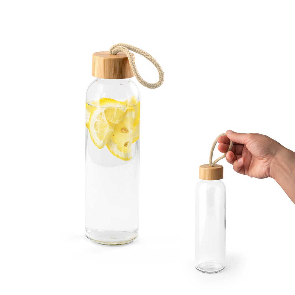 CROSBY. Garrafa em vidro com tampa em bambu 520 mL