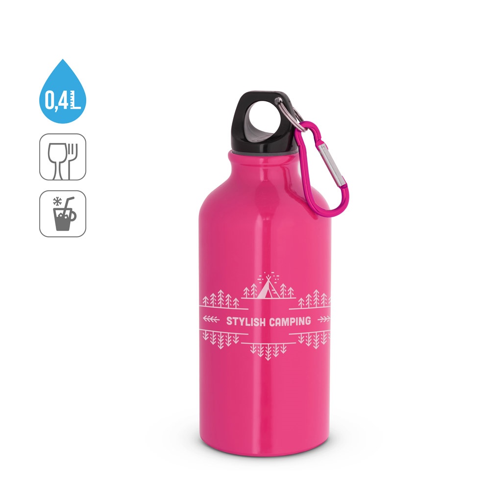 LANDSCAPE S. Hliníková športová fľaša s karabínou 400 ml