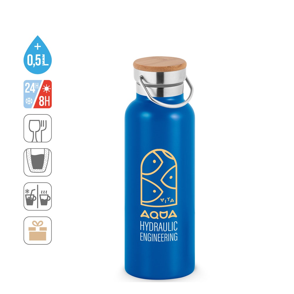 RAGNAR. Dvojstenná vákuovo izolovaná fľaša z nehrdzavejúcej ocele (36% recyklovanej) 570 ml