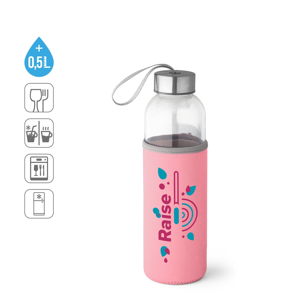 RAISE. Športová fľaša zo skla a nerezovej ocele 520 ml