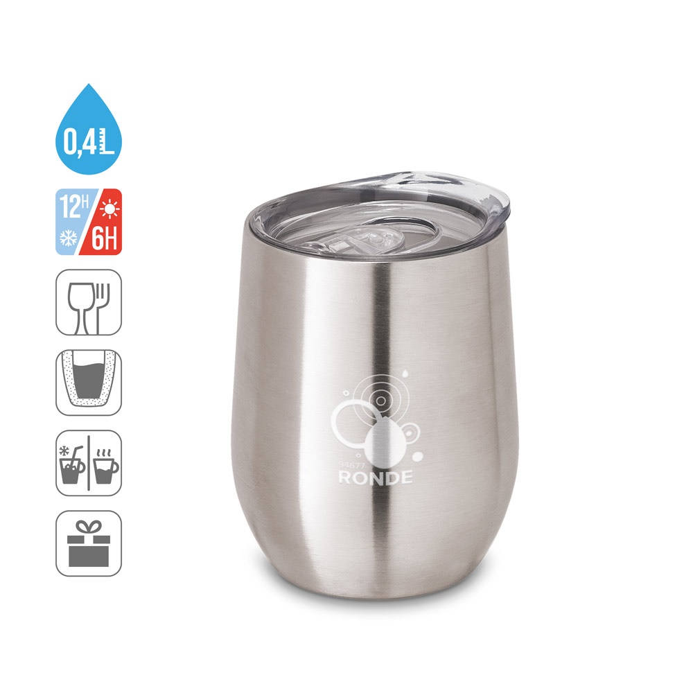 RONDE. Cestovný pohár z nehrdzavejúcej ocele 400 ml