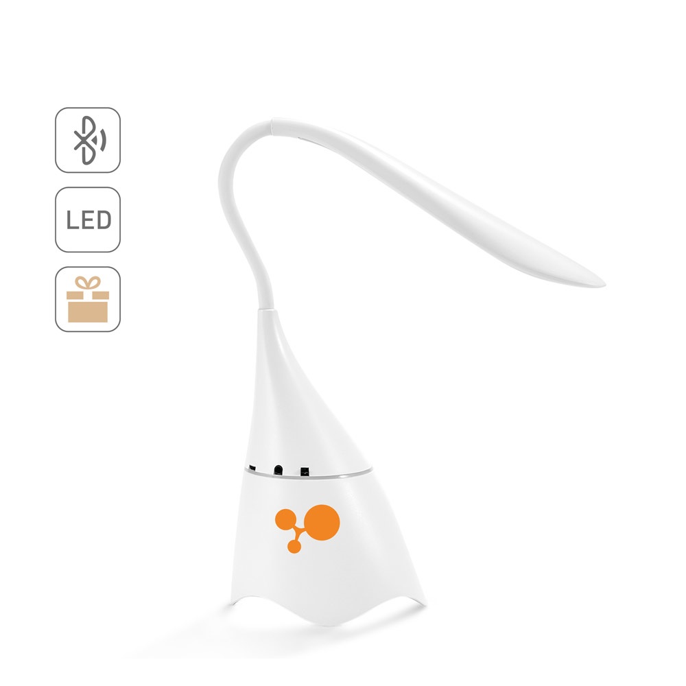 GRAHAME. Prenosiva stona lampa od recikliranog ABS-a (100% rABS) -a sa zvučnikom i baterijom od 5 sati autonomije
