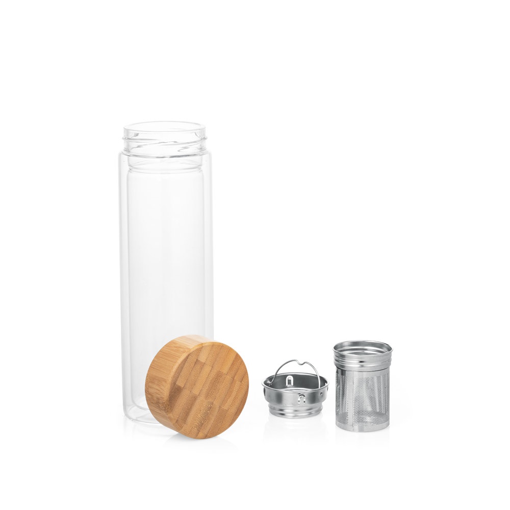 MAKAROVA. Bouteille avec infuseur 490mL en verre borosilicate
