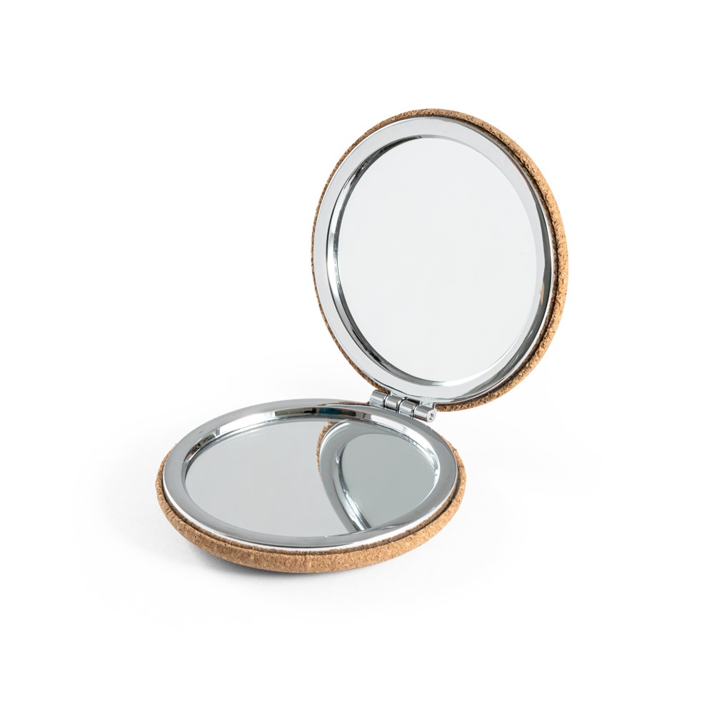 TILBURY. Miroir de sac à main double en liège