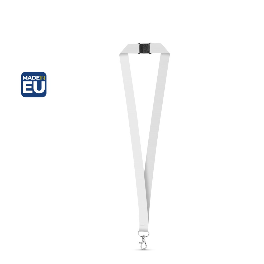 DOVER. SET Lanyard SUBLIMATION Long II (20 mm) z recyklovaného polyesteru (100 % rPET) s 20 mm karabínou a bezpečnostnou sponou