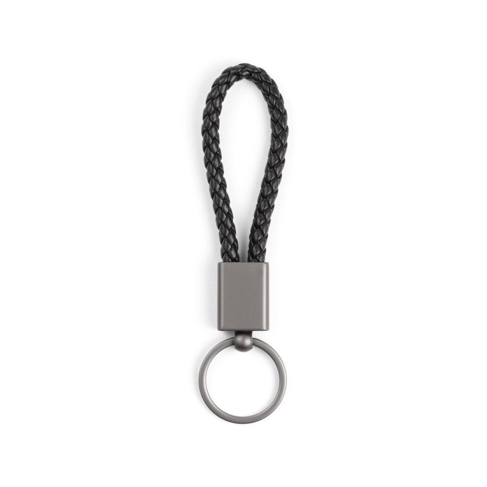 KETCHUM. Porte-clés rectangulaire avec cordon tressé en polyester (21 % recyclé) et 79 % polyuréthane